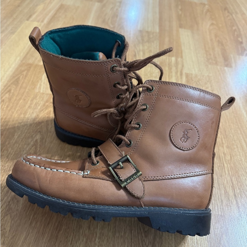 Polo Ralph Lauren Leather Ranger Hi II Boot Boys Size 5 Brown PRL Winter